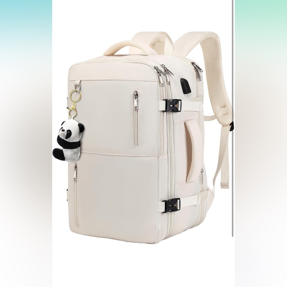 Expandable airline flight approved, travel, backpack, hold 17 inch laptop, beige
